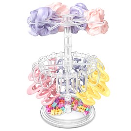 Claw Clip Organizer and Scrunchies Holder Stand, Acrylic Claw Clip Holder Organizer for Women and Girls, Double-Layer, 360-Degree Rotating