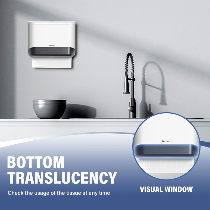Bertreno Paper Towel Dispenser Wall Mount Multifold/Trifold/C Fold Paper Hand