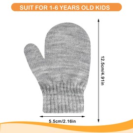 ONESING 12 Pairs Toddler Mittens Kids Knit Warm Mittens Children Solid Winter Gloves for Baby Girls Boys Black White Light grey Dark gray 1-3