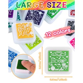 Ink Pad Set, 12 Colours Ink Pad Fingerprint Set, Non-Toxic Washable Stamp Pad Colourful Ink Pad, Children's Colour Ink Pad, for Paper Crafts Fabric Painting DIY Birthday Gift