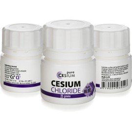 Pure Cesium Chloride (Cesium Chloride) CsCl 25g Powder, Purity >99.99%, Made in Europe, by Pure Cesium, Includes Certificate of Analysis, Tested in a Certified Laboratory 0.9 oz