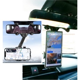 Zelica CAR Mobile Cellphone Holder on Rear Mirrors at Windshield Hight Mount on Rearview Mirror | Strong Universal Durable, 360° Rotatable and Retractable | Mobile Phone Holder