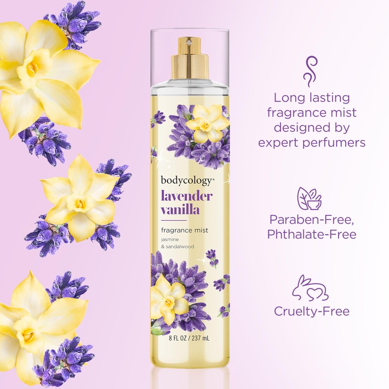 Bodycology Long-Lasting Fragrance Body Mist, Lavender Vanilla, 8 fl oz