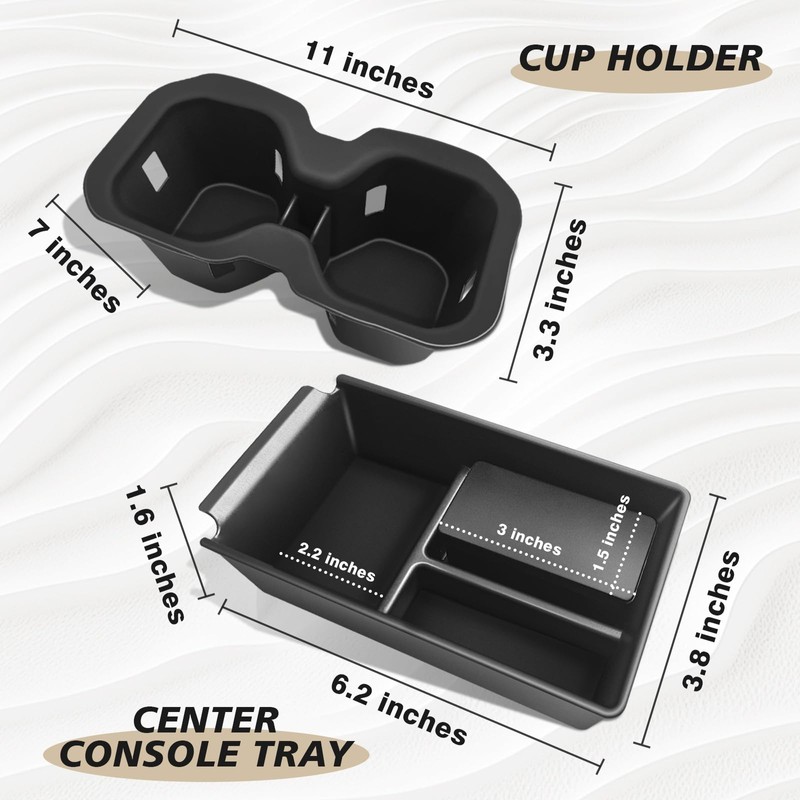 Muslogy Center Console Organizer & Cup Holder Insert 2PCS Set