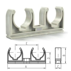 chud 50 x Double Pipe Clips 20 mm Pipe Clamp Pipe Holder Clip Clip Grey