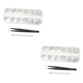 Ipetboom 2sets Nail Charms Rhinestone Decorations for Manicure Compartment Box Flat Gems Elegant Nail Art Supplies for Fashionable