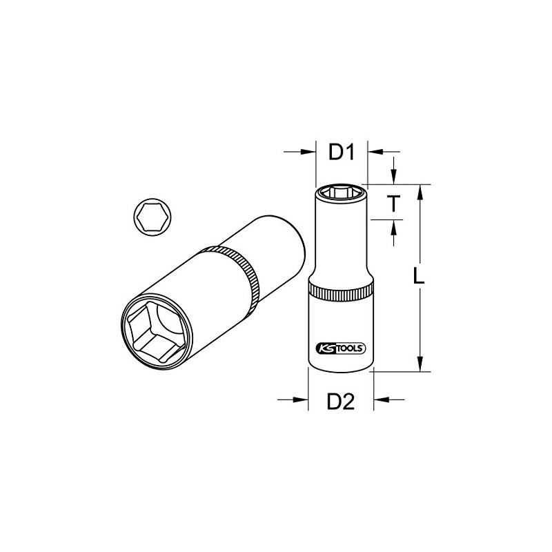 KS Tools 3/8 inch CHROMEplus sliding piece/magnification adapter, 1/4 inch