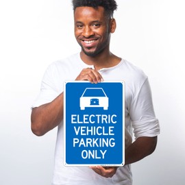 Sigo Signs, Electric Vehicle Parking Only with Graphic Sign,(SI-67887) 10x14 Inches, Rust Free .040 Aluminum, Fade Resistant, Made in USA