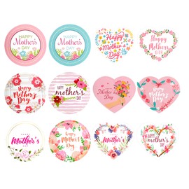 RAORAOYUE 120 Pcs Mother's Day Tags Stickers, Mother's Day Gift Stickers for Scrapbooking Envelope Seals Party Gift Favors Box Cards Decorations (Heart and Round Shape)