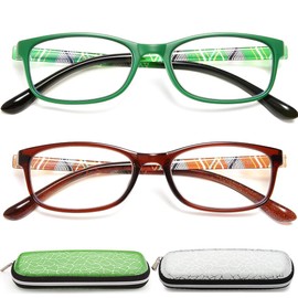 EYEURL Reading Glasses For Men Women - Blue Light Blocking Glasses Reduce Eyestrain - 2 Pack TR90 Frame Lightweight +3.5