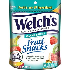 Welch's Fruit Snacks, Island Fruits, Perfect for Sharing, Gluten Free, Bulk Bag, 8 oz (Pack of 1)
