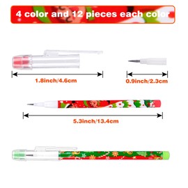 48pcs HB Christmas Pencils Translucent Pencil Multipoint Pencil Multicolor Non- Sharpening Stackable Pencils Pop Up Plastic Pencils Snowman, Santa and Elk Pencil Christmas Stationery Pencil，4 style
