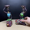 2PCS Vintage African Women Statue Candle Holders Resin Figurines Fits