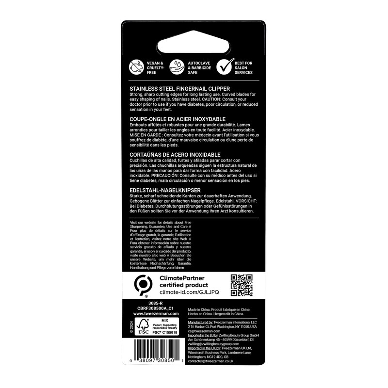 Tweezerman Fingernail Clipper for Women and Men Stainless Steel