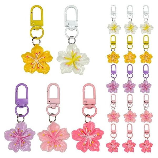 KGCGJVB 10Pcs Flower Keychain Cute Pack Small Bulk Cherry Blossom
