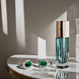 Finatso 925 Sterling Silver Flower Earrings (Emerald Green Flower Pattern)