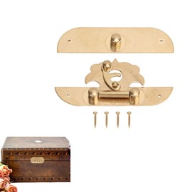 Jewelry Box Antique Lock Latch Hasp Hinges Handle Box Corner Protectors Kit, Antique Latch Lock, Jewelry Box Latch Brass Hasp Clasp Latch Lock with Screws Antique Latch Hook Hasp Closure