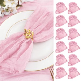 Pack of 30 Muslin Napkins 50cm Gauze Cheesecloth Vintage Boho Fabric Napkins Bulk for Parties, Weddings, Receptions, Bridal Showers, Table Decorations - Pink