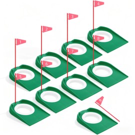 9 Pcs Golf Putting Cup with Flag, Practice Training Aids for Indoor Outdoor Use, Putting Green Hole for Adults, Home Office Garage Yard