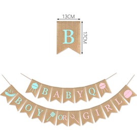 Baby Q Boy or Girl - Pancarta de revelación de género, barbacoa con temática de género, desocoraciones y suministros para letrero rústico para patio