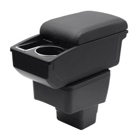 Car Armrest Box for Mazda CX-3 2015 2017 2018 Auto Accessories Center Console Leather Arm Rest Double-Layer Storage Space with Cup Holder (Black with Black Thread)