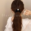 [Herbeluemily] シュシュ ヘアゴム おしゃれ ヘアアクセサリー シンプル かわいい パール 2本セット