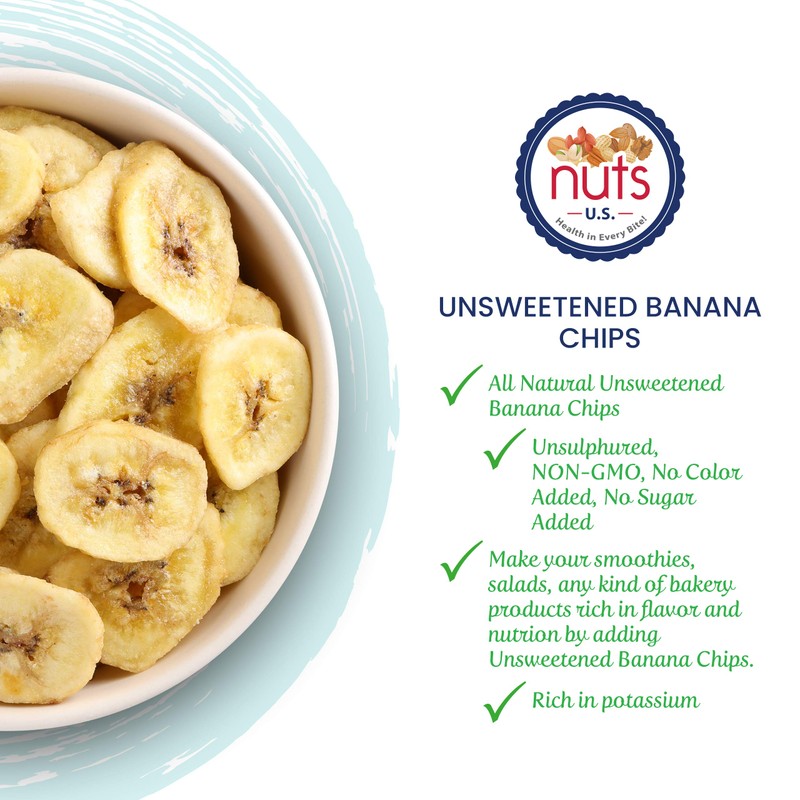 NUTS U.S. - Unsweetened Banana Chips, No Sulphure Added &