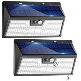 kolpop Solar Lights Outdoor Waterproof, 318LED 2000LM Solar Motion Sensor Lights Outdoor 3 Modes Super Bright Security Solar Wall Lights for Garden, Fence, Front Door, Yard(2pack)