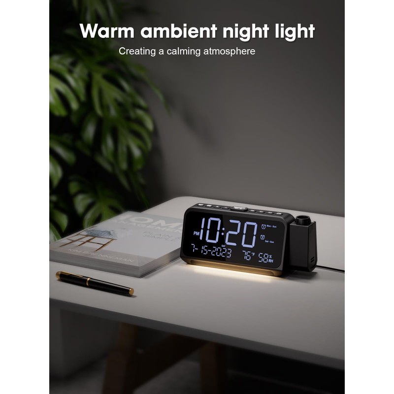 ROCAM Projection Alarm Clock, Digital Alarm Clocks for bedrooms with