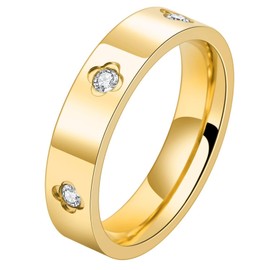 Gleamart New Gold Stainless Steel Love Friendship Ring Cubic Zirconia Promise Ring for Women