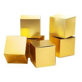 GINLEBO 3x3x3 Gold Gift Boxes 100 Pcs Small Gift Boxes for Presents, Mini Gold Boxes for Gifts, Party Favor, Christmas, Weddings