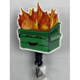 My4BadgeBuilders Dumpster Fire Badge Reel Nurse Badge Reel, Funny Dumpster Badge Reel, Breakaway Lanyard, ID Holder, Teacher Lanyard, Retractable Badge Reel, Cute Badge Reel (360 Alligator Clip)