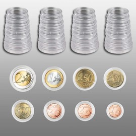 Prophila Collection 5 x 8 coin capsules for 5 complete Euro coin sets