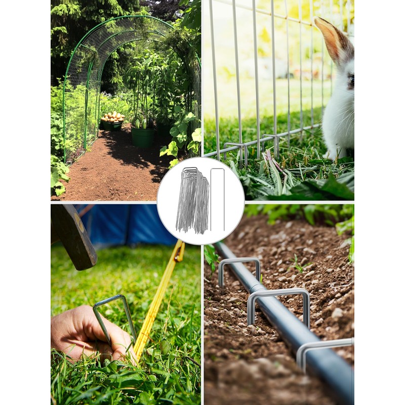 GROWNEER 8 Inch 50 Pack Landscape Staples Heavy Duty 11