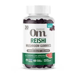 OM MUSHROOM SUPERFOOD Reishi Gummies – USA Grown Organic Mushrooms – Supports Immune Health, Balance & Stress Relief – Watermelon Dream Flavour – 30 Servings, 60 Count.
