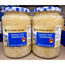 Deutsche Kuche German Style Sauerkraut 24oz 680g (2 Jars)