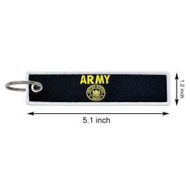 LLBFHH 3 Pcs US Army Gold Crest Military Flag Keychain,Woven label Key Chains for Car Keys,Fabric Key Chains Men and Women,Used for Various Decorations.