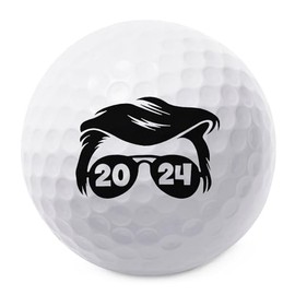 TeesAndTankYou Trump 2024 Hair Golf Ball - Novelty Gift for Men Golfers and Dad (Pack of 1)