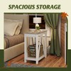 WLIVE Farmhouse End Table, Narrow Side Table with Charging Station,