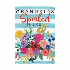 Evergreen Flag Grandkids Spoiled Here Garden Flag 12x18 Double Sided, Welcome Friends & Family Spring Garden Flags For Outside, Indoor Outdoor House Décor for Yards Porch Gardens