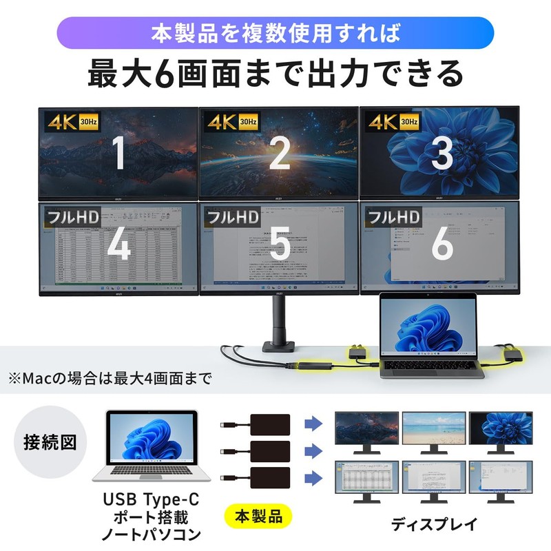 Sanwa Direct USB C to HDMI Converter Adapter 4K x