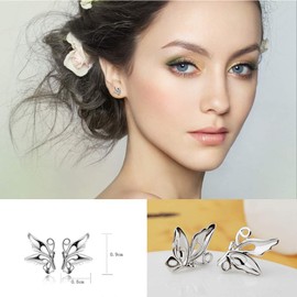 Yolistar 6 Pairs 925 Sterling Silver Stud Earrings for Women, Crystal Earrings, Hoop Earrings, Cubic Zirconia Earrings, Small Earrings, Four Leaf Clover Earrings, Women's Jewellery Gifts, Silver