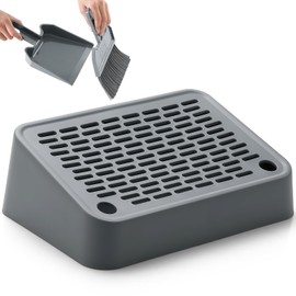 SiliFine Cat Litter Box Ramp with Filter Function Stepper for Self-Cleaning Slope Design Cat Litter Trapper with Storage Easy Clean, Non-Slip Pedal Step for Small & Elderly Kitty