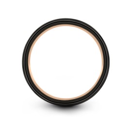 Midnight Rose Collection Tungsten Wedding Band Ring 4mm for Men Women 18k Rose Gold Grey Plated Flat Cut Black Brushed Polished Size 10.5