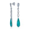 Linear Infinity Spiral Twist Teardrop Blue Turquoise Long Dangle Earrings