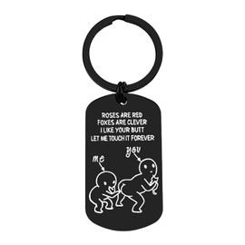 Couple Gift Funny Couple Keyring Let Me Touch it Forever Keychain Valentine Day Gifts Christmas Birthday Gifts for Boyfriend Girlfriend Anniversary Wedding Gifts Keyring for Husband Wife Friends