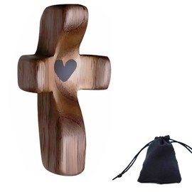 OMTRS Wooden Cross Fidget, Small Wood Cross Encouragement Gift Prayer Wooden Cross Pocket Cross Christian Gift for Children and Adults (1)