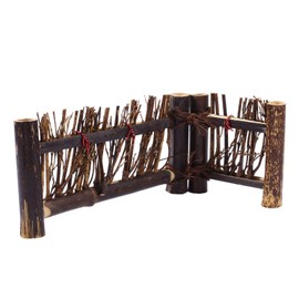 Kisangel Wooden Fence Border Japanese Style Small Fence Decorative Miniature Edging Fence Panel Decoration 24x6cm