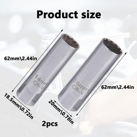 HANIUTTY Spark Plug Wrench, Pack of 2, Spark Plug Wrench, 16 mm, Spark Plug Wrench, 14 mm, Extra Thin-Walled Spark Plugs for Car Repair, Spark Plug Wrench Set (14 mm + 16 mm)