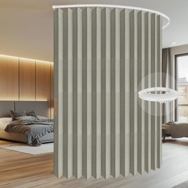 AJAZZ 100% Blackout Accordion Room Divider Curtains - with Flexible Ceiling Track Total Privacy Sound Proof Curtains Suitable for Bedroom Patio Sliding Door(Grey, W100 x L84, 1 Pack)